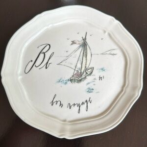 ANTHROPOLOGIE Linea Carta Monogram Canapé Plate “B” Bon Voyage